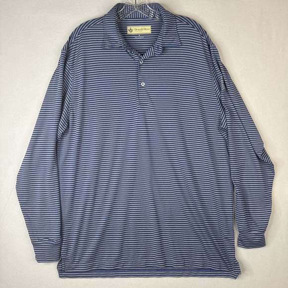 Donald Ross Other - Donald Ross Sport Polo M Gray Blue Stripe Long Sleeve Golf Performance